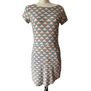 Synergy Organic Cotton Mini Dress Sz Small Womens with Kangaroo Pocket Abstract